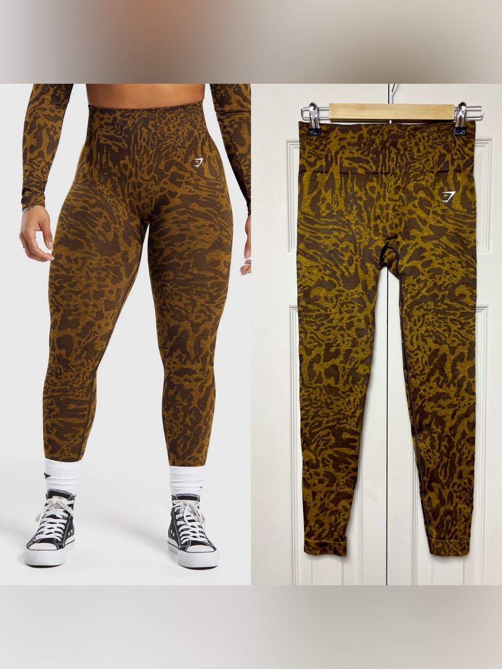 Women’s Gymshark Adapt Safari Seamless Leggings - Archive Brown/Burnt Yellow Med